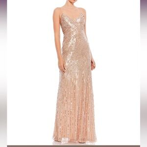 Mac Duggal 10817 Spaghetti Straps Sequin
Formal Gown Gold